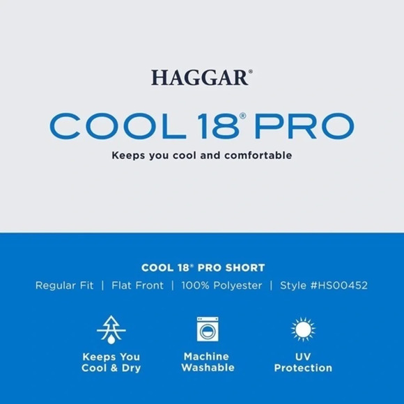 Hagar Men's Flat Front Cool 18 Pro‎ Golf Shorts Size 36 Blue Expandable Waist - Picture 3 of 8